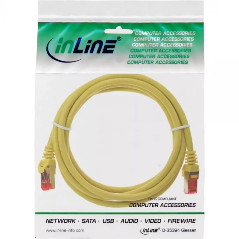 InLine Patch Kabelis S/FTP PiMF Cat.6 250MHz PVC varš dzeltens 1,5m