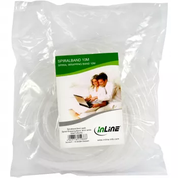 InLine spirālveida kabeļu saišķošanas lente 10m dabīgā 8mm, Balta