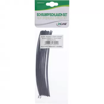 Termosarūkošo caurulīšu komplekts InLine 200 mm, diametrs 1,5 mm → 0,75 mm, 20 gab.