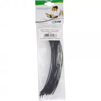 Termosarūkošā caurule InLine 200 mm, sarūk no 2 mm uz 1 mm, 20 gab., melna
