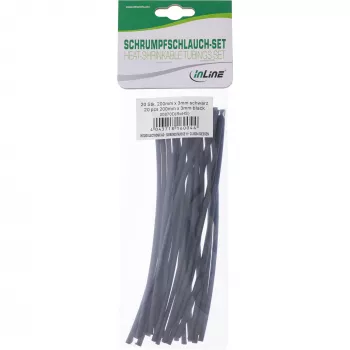Termosarūkošā caurulīte InLine 200 mm, 3 mm → 1,5 mm, 20 gab., melna