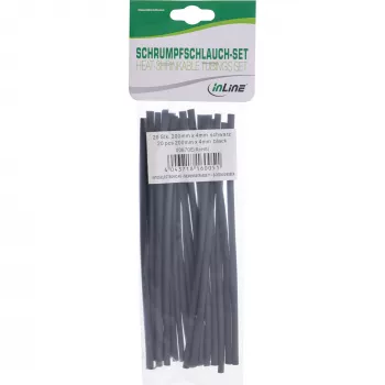 Termosarūkošā caurulīte InLine 200 mm, sarūk no 4 mm līdz 2 mm, 20 gab., melna