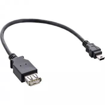InLine USB 2.0 kabelis A ligzda / Mini 5 kontaktu spraudnis 0,2 m, Mini-USB B, USB A, USB 2.0, Vīriešu/Sieviešu, Melns