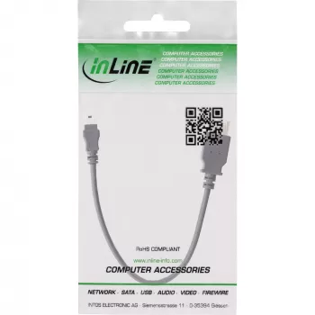 InLine USB 2.0 kabelis A ligzda / Mini 5 kontaktu spraudnis 0,2 m, Mini-USB B, USB A, USB 2.0, Vīriešu/Sieviešu, Melns