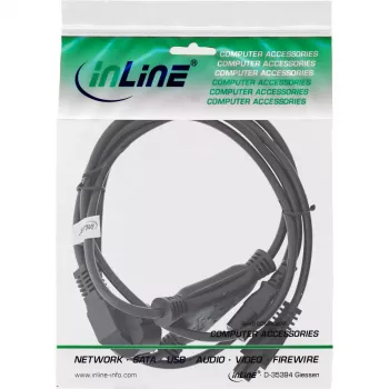 InLine Y-veida strāvas kabelis CEE 7/7 vīrišķais leņķa / 3 kontaktu IEC C13 un C5 vīrišķais, 2 m