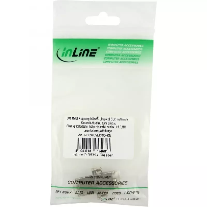 InLine Fiber Optical Adapter Metāla Duplekss LC/LC MM Keramikas Uzmava ar Atloku 89989M