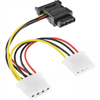SATA barošanas kabelis SATA sievišķais / 3x 4pin Molex vīrišķais 0,15m InLine 29679
