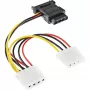 SATA barošanas kabelis SATA sievišķais / 3x 4pin Molex vīrišķais 0,15m InLine 29679