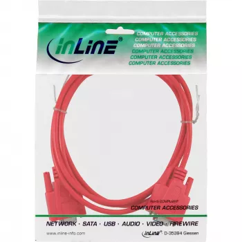 InLine null modema kabelis DP9 sievišķais / sievišķais, liets, sarkans, 2m
