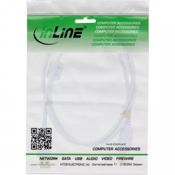 InLine USB 2.0 kabelis A tipa vīrišķais / B tipa vīrišķais, apzeltīts, ar ferīta serdi, balts, 10 m
