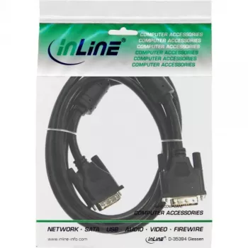InLine DVI-D kabelis 24+1 vīriešu/vīriešu Dual Link 2x ferīta slāpētājs 5m