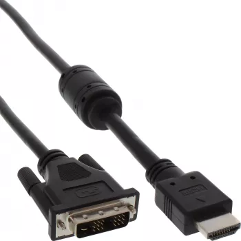 InLine HDMI-DVI kabelis 19 kontaktu vīrietis / 18+1 vīrietis + ferīta drosele melns 3m