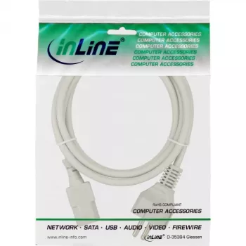 InLine strāvas kabelis, CEE 7/7 taisns / 3-pin IEC C13 vīrišķais, pelēks, 1,5 m