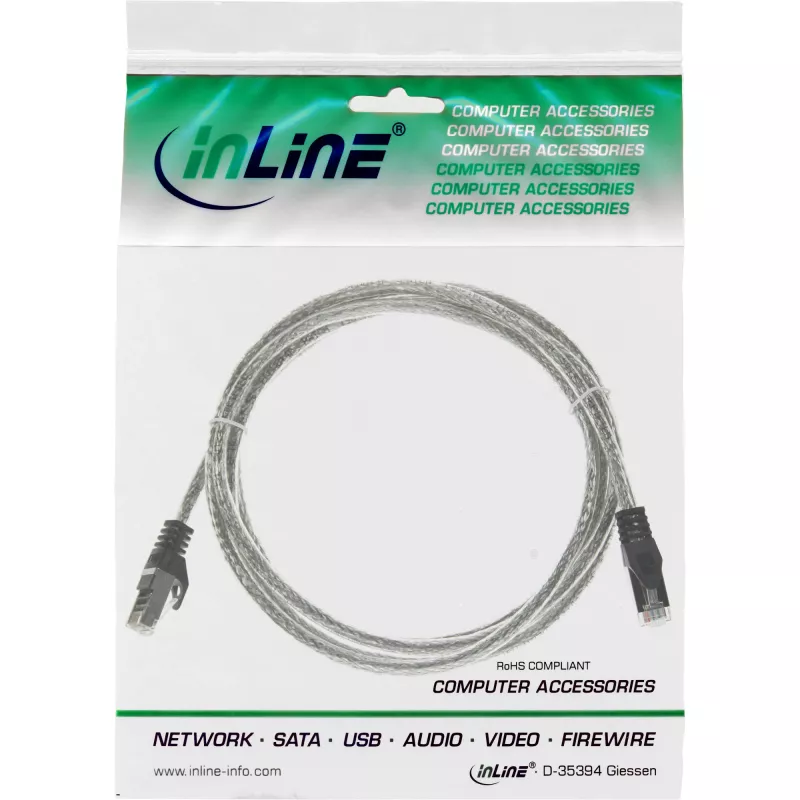 InLine Patch Kabelis SF/UTP Cat.5e caurspīdīgs 1.5m