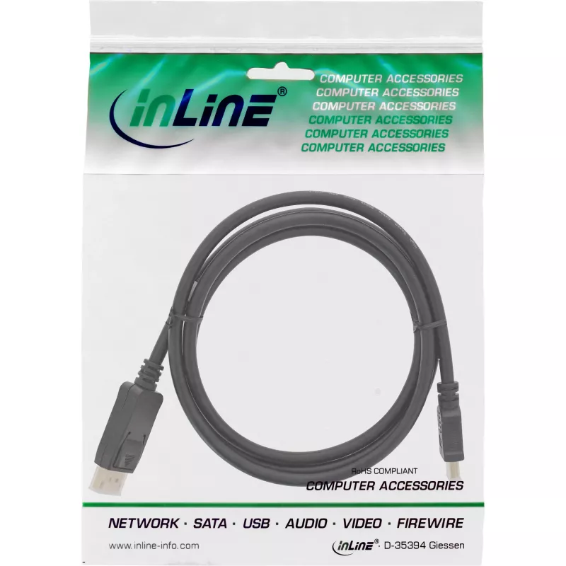 InLine DisplayPort uz HDMI pārveidotāja kabelis melns 7.5m