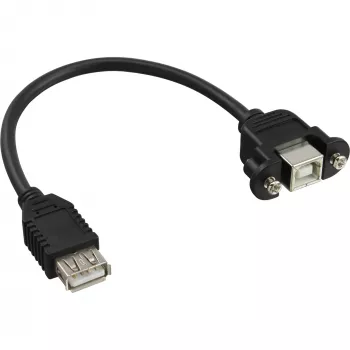 InLine USB 2.0 adaptera kabelis A ligzda / B paneļa savienotājs 33441F 0,2m