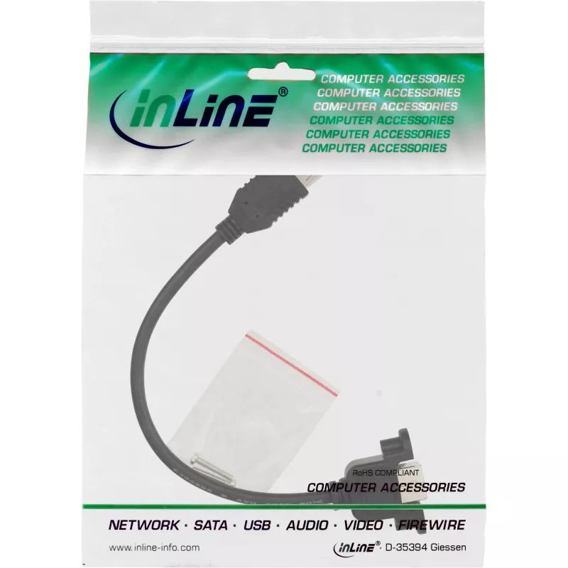 InLine USB 2.0 adaptera kabelis A ligzda / B paneļa savienotājs 33441F 0,2m