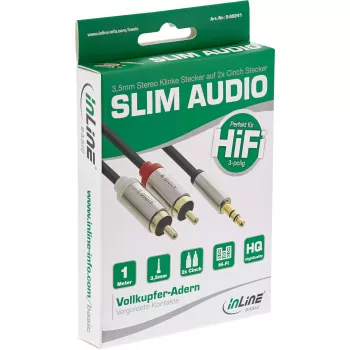 Audio kabelis 3.5 mm ligzda uz 2x RCA ligzda InLine Basic Slim S-99241
