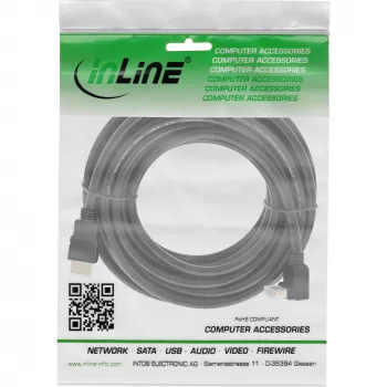 InLine High Speed HDMI kabelis ar Ethernet, leņķa savienotājs, 7.5m