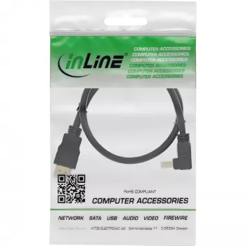 HDMI kabelis InLine 17055V 0.5m leņķveida High Speed ar Ethernet