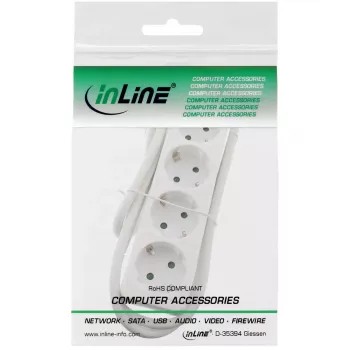 InLine pagarinātājs, 4 kontaktligzdas ar zemējumu CEE 7/3, balts, 1,5 m