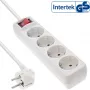 InLine Pagarinātājs, 4 kontaktligzdas ar zemējumu CEE 7/3, ar slēdzi, balts, 1.5m