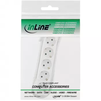 InLine 5-vietīgs kontaktligzdu bloks ar zemējumu CEE 7/3, balts, 1.5 m