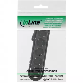 InLine Pagarinātājs 5× CEE 7/3, melns, 1.5 m