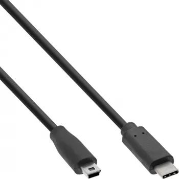 InLine USB 2.0 kabelis, USB-C vīriešu / mini-B vīriešu (5 kontaktu), melns, 0.5 m