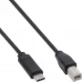 InLine USB 2.0 kabelis, USB-C vīriešu / USB-B vīriešu, melns, 0,5 m