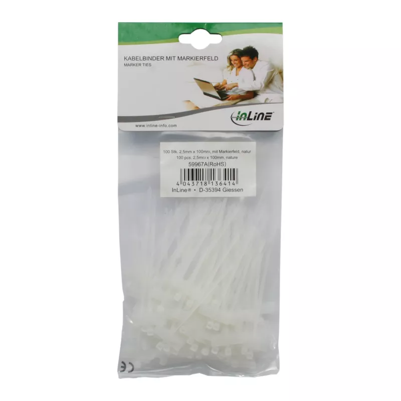 InLine Kabeļu saite 100x2.5mm ar marķējuma lauku 8x24mm 100 gab.