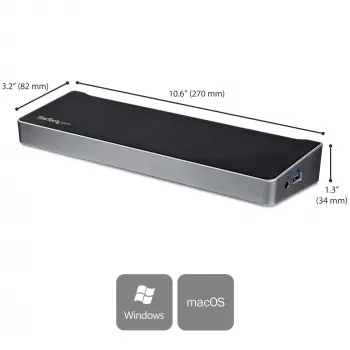 StarTech.com 4K USB-C Dokstacija, Trīskāršs UHD 4K Monitora Doku, Mac & Windows, USB C uz HDMI un DisplayPort, 60W Barošanas Padeve, 5x USB 5Gbps Centrmezgls - TAA
