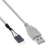 InLine USB 2.0 adaptera kabelis USB Type A vīrišķais / Pin Header vīrišķais, 0,40 m