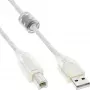 InLine USB 2.0 kabelis A tipa vīrietis / B tipa vīrietis caurspīdīgs, ferīta kodols, 3m