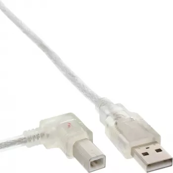 InLine USB 2.0 kabelis ar kreiso leņķi Type A vīriešu / B vīriešu caurspīdīgs 2m