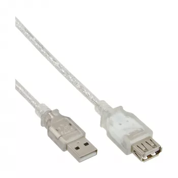 USB 2.0 pagarinājuma kabelis Type A M/F InLine 34605 5m caurspīdīgs