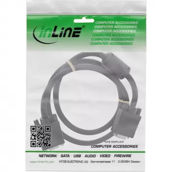 InLine S-VGA pagarinātāja kabelis 15HD vīriešu/sieviešu melns 1m