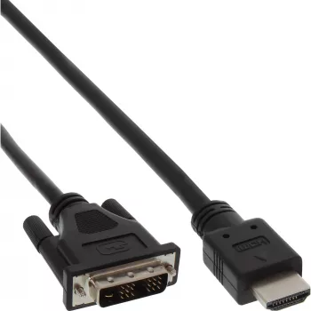 InLine HDMI-DVI kabelis HDMI vīrišķais / DVI vīrišķais 18+1 melns 1m