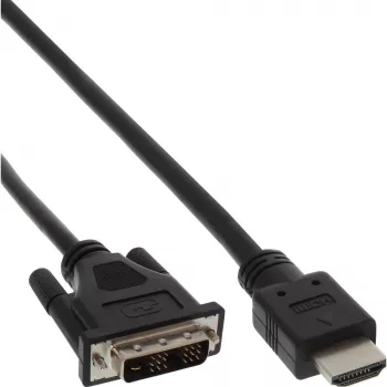 InLine HDMI-DVI kabelis HDMI vīriešu / DVI vīriešu 18+1 melns 3 m