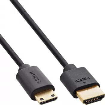 InLine Slim Ultra High Speed HDMI kabelis AM/CM 8K4K apzeltīts melns 0.3m