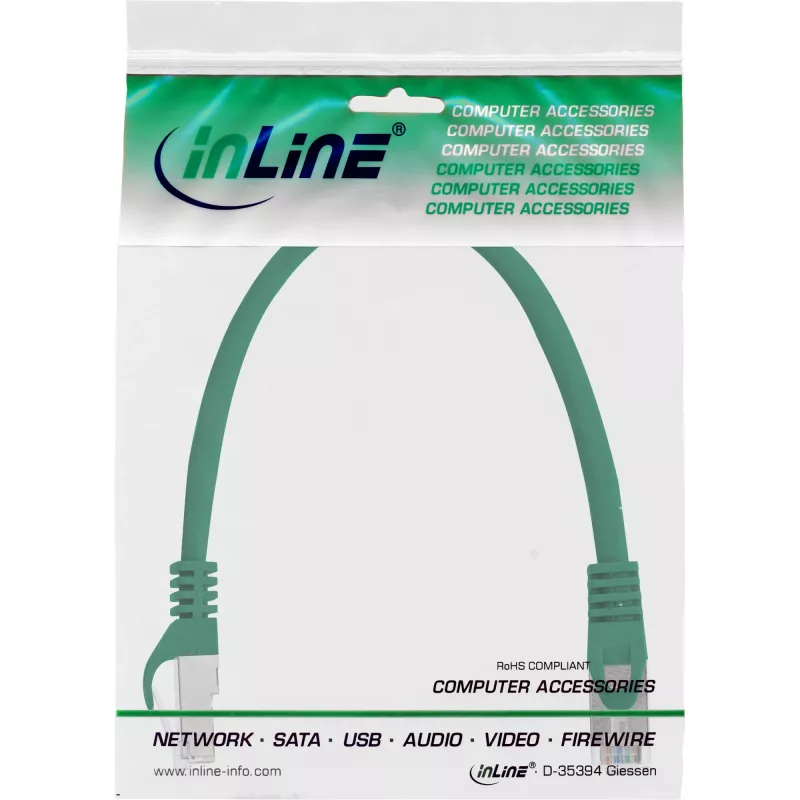 InLine Patch Kabelis F/UTP Cat.5e zaļš 0.3m