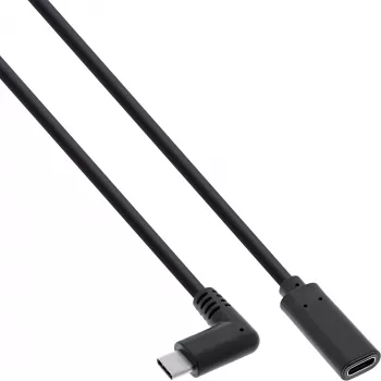 USB 3.2 Gen.1x2 pagarinātājs InLine 35782 USB-C leņķa tēviņš / mātīte melns 2m