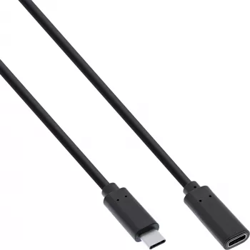 InLine USB 3.2 Gen.2x2 pagarinātājkabelis, USB-C vīrišķais/sieviešu, melns, 0.5 m