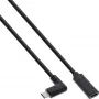 InLine USB 3.2 Gen.1x2 pagarinātājkabelis, USB-C tēviņš leņķveida / mātīte, melns, 1m