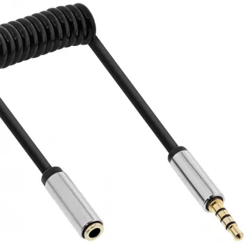 InLine Slim Audio spirāles pagarinātāja kabelis 3.5mm vīriešu/sieviešu, 4-pin, Stereo, 2m