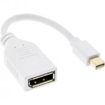 InLine Mini DisplayPort vīrišķais uz DisplayPort sievišķo kabelis, 4K2K, balts, 0,15 m