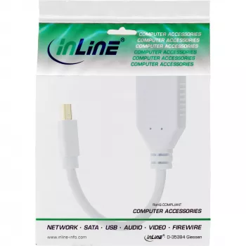 InLine Mini DisplayPort vīrišķais uz DisplayPort sievišķo kabelis, 4K2K, balts, 0,15 m