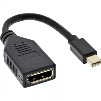 InLine Adaptera kabelis Mini DP vīriešu uz DisplayPort sieviešu, 4K2K, melns, 0.15 m