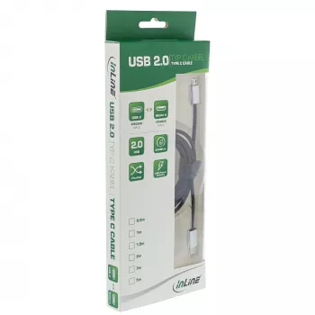 InLine USB 2.0 kabelis, USB-C vīriešu / Micro-B vīriešu, melns/alu, elastīgs, 1.5m