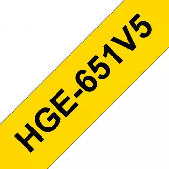 Brother HGE-651V5 līmlentes kasete (5 iepakojumā) - 24 mm x 8 m, melns uz balta